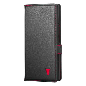 Galaxy Z Fold7 Leather Case - Black with Red Detail