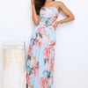 Peach Petal Path Maxi Dress Blue