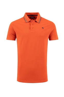 Weird Fish Dylan Organic Cotton Tipped Collar Polo Shirt Rust Leaves Size XL