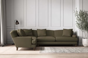nkuku Deni Left Hand Corner Sofa | Make To Order | Grand | Recycled Cotton Moss