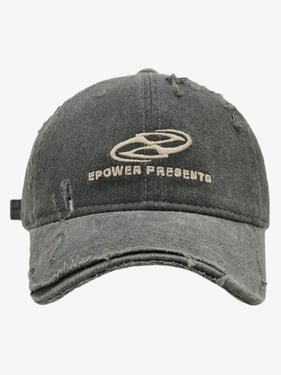 Thesupermade Ripped Denim Baseball Cap - 2028 - Dark Grey / One Size