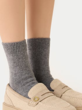 Unisex Cashmere Jersey Knit Bed Socks - 43-45 / dim gray / AK96-1300