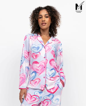 Chloe Womens Heart Printed Jersey Pyjama Top - 28