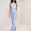 Soft Blue Satin Column Devin Maxi Dress