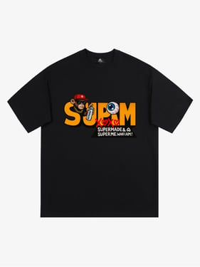 SUPM Trendy Hip-Hop Monkey Graffiti Font T-Shirt - Black / XXL