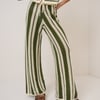 Green Crochet Striped Trousers