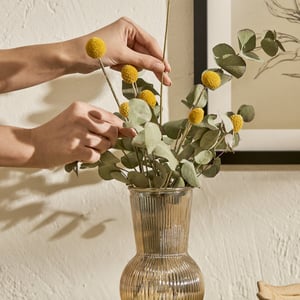 Eva Textured Amber Glass Vase