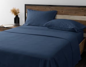 QE Home Organic Cotton Flannel Sheet Set in North Sea, GOTS Certified, Blue, King