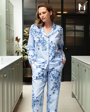 Lucy Womens Lace Detail Floral Print Pyjama Set - 18