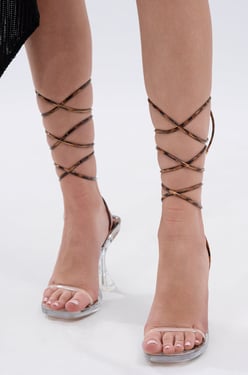 AKIRA Tinker Leopard Lace Up Chunky Sandal | Size 8