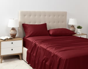 QE Home 500TC Eucalyptus Luxe TENCEL™ Lyocell Sheet Set Sheet Set in Black Cherry, Red, Queen