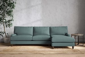 nkuku Marri Right Hand Chaise Sofa | Make To Order | Grand | Recycled Cotton Airforce