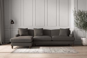 nkuku Deni Left Hand Chaise Sofa | Make To Order | Grand | Brera Linen Granite