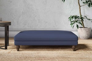 nkuku Marri Large Dining Footstool | Make To Order | Recycled Cotton Navy | No Colour