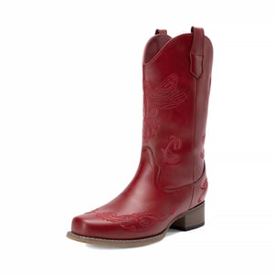 DREAM PAIRS  Square Toe Embroidered Cowboy Boots