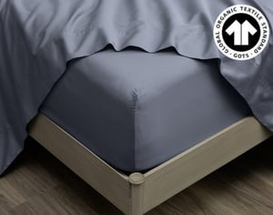 QE Home 300TC Organic Cotton Fitted Sheet in Waterway, GOTS Certified, Blue, Twin XL