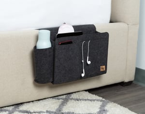 QE Home Bedside Felt Pocket in Dark Grey