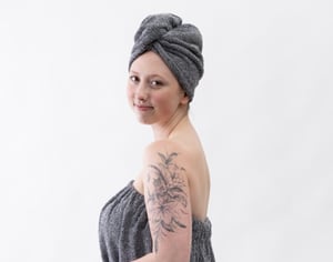 QE Home Charcoal Infused Cotton Towel Wrap, Grey