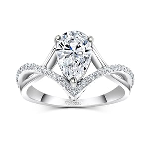 Jeulia Classic Twist Pear Cut Sterling Silver Ring
