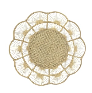 Petal Perfection Handwoven Iraca Placemat - Natural Palm + Accent Color / Red