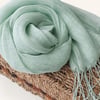 100% Linen Lightweight Solid Color Scarf BIANCA - Mint Green / One-Size