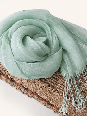 100% Linen Lightweight Solid Color Scarf BIANCA - Mint Green / One-Size