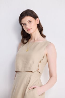 Boxy Crop Top in Neutral Beige - Neutral Beige / 3XL
