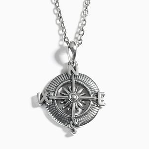 Jeulia Compass Design Sterling Silver Necklace