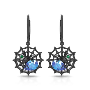 Jeulia "Clever Creator" Spider&Cobweb Pear Cut Sterling Silver Earrings