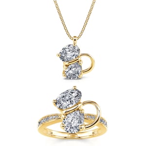Jeulia "Magic Cat" Pear Cut Cat Sterling Silver Jewelry Set