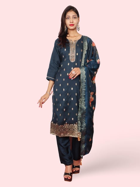 Women's Straight Kurta-Pant, and Dupatta Set