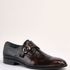 Saviano Coffee Crocodile-Pattern Monk Shoe