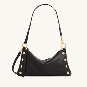Hammitt Kyle Black Brushed Gold Red Zip Sml