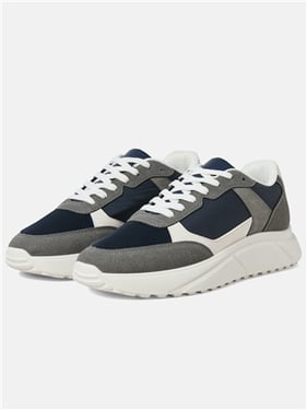 Jack & Jones Mens Waspire Pu Runner - Castlerock / Navy - 44