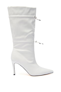 AKIRA Azalea Wang Seanna Ivory Cinched Stiletto Bootie | Size 9