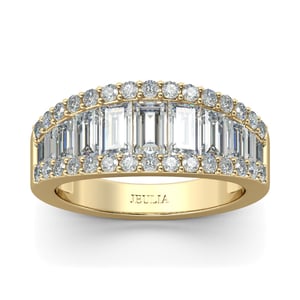 Jeulia Gold Tone Vintage Baguette Cut Sterling Silver Women's Band