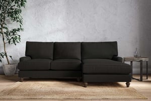 nkuku Marri Large Right Hand Chaise Sofa | Make To Order | Brera Linen Charcoal | No Colour