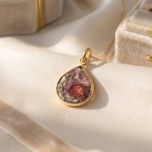 18ct Gold Plated Pink Tourmaline October Birthstone Fine Necklace