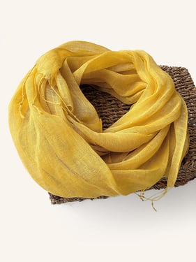 100% Linen Lightweight Solid Color Scarf BIANCA - Mustard / One-Size