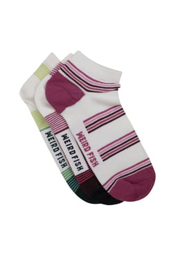 Weird Fish Loretta Trainer Socks 3 Pack Dark Raspberry Size 4-7