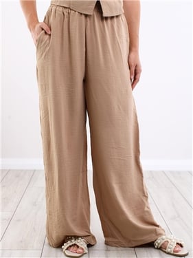 Ax Paris Wide Leg Co-Ord Trouser - Stone - 8