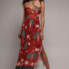 Goddiva Printed Tie Back Maxi - Orange