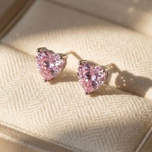 Pink Tourmaline Heart Sterling Silver Stud Gemstone Earrings