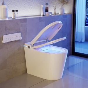 Compact Smart Bidet Toilet with Auto Open/Close Lid Built-in Tank Automatic Flushing and UV Sterilization