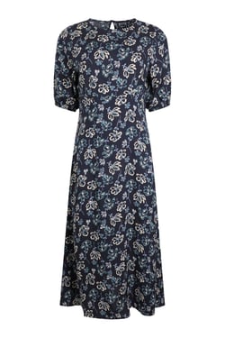 Weird Fish Everly Printed Viscose Dress Black Iris Size 16