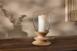 nkuku Eluru Lantern | Candles Holders & Lanterns | Small | Mango Wood & Glass