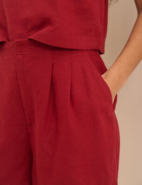 Red Linen-Blend Silsoe Shorts
