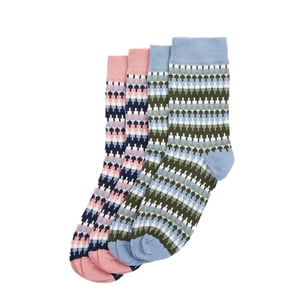 Barbour Louise Fair Isle Sock 2 Pack Set Pink/Loden