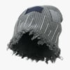 Distressed Denim Patchwork Beanie - Gray / ONE SIZE
