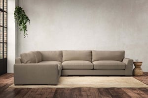 nkuku Guddu Left Hand Corner Sofa | Make To Order | Grand | Brera Linen Pebble